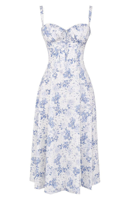 Kleid mit Korsett-Detail, Figurbetonter Oberteil und Fließendem Rock | Ideal für Frühling und Sommer