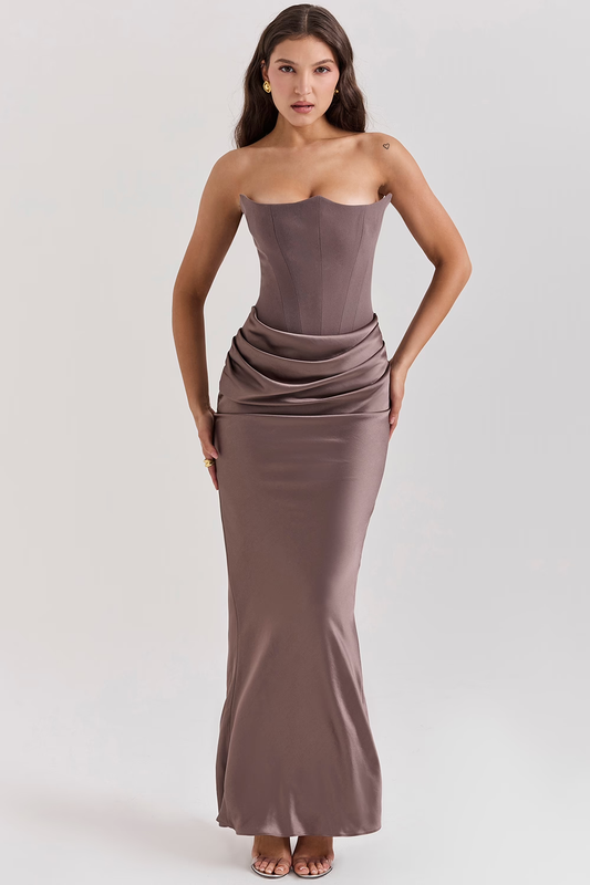 Korsett-Maxikleid mit Taillenbetonendem Design | Ideal für Frühling und Herbst