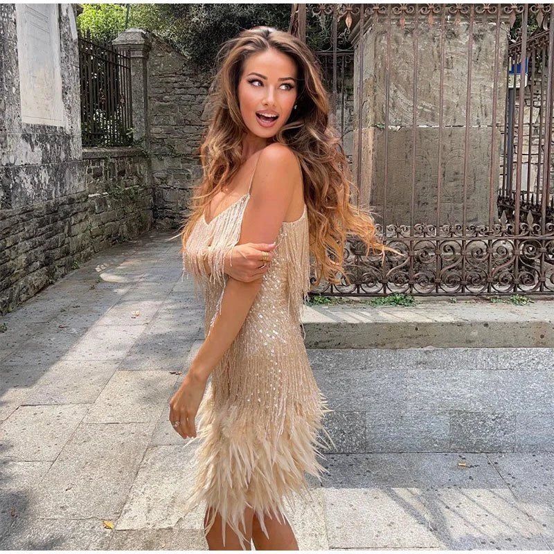 Paillettenkleid im Figurbetonten Cocktail-Stil mit Ärmellosem Schnitt | Ideal für Frühling und Sommer