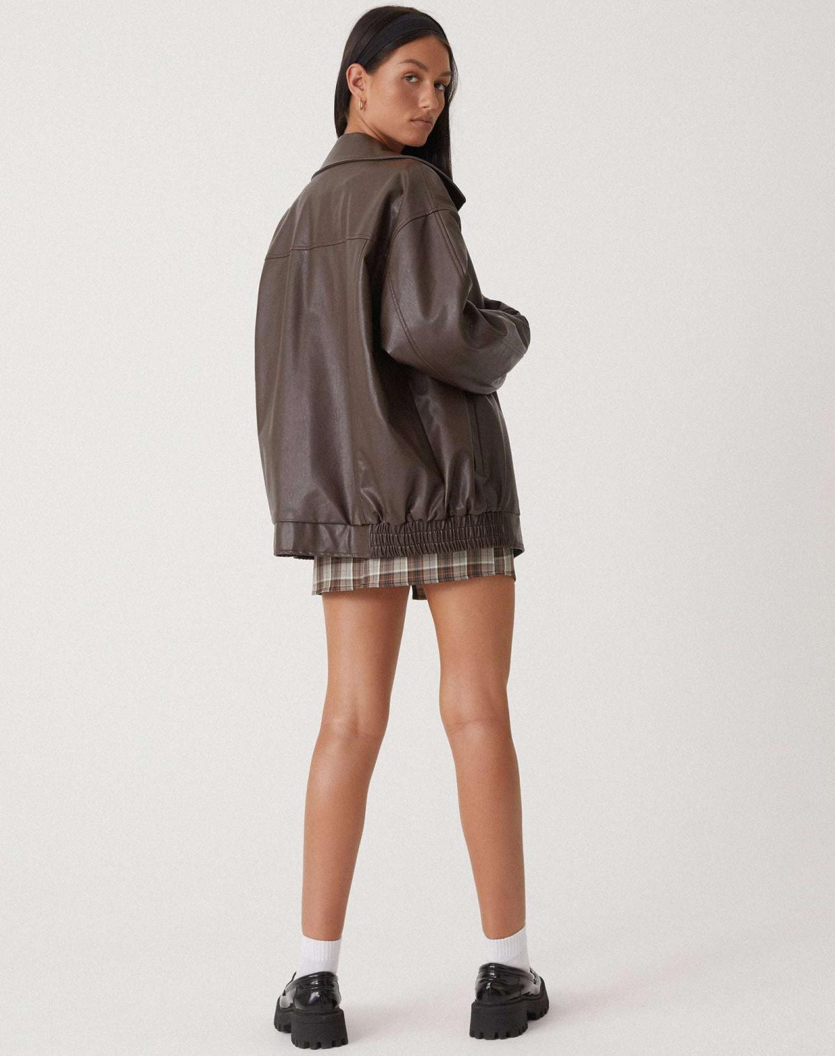 Oversized Kunstlederjacke mit lockerem Schnitt | Ideal für Frühling & Herbst